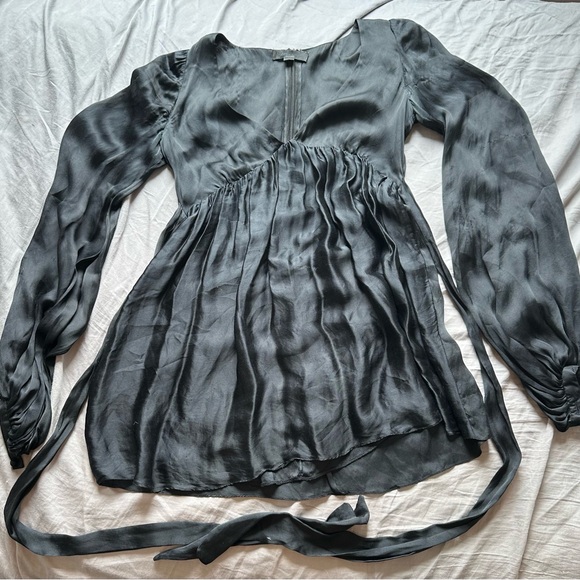 Jill Stuart Tops - Jill Stuart Black Satin puff sleeve Top
